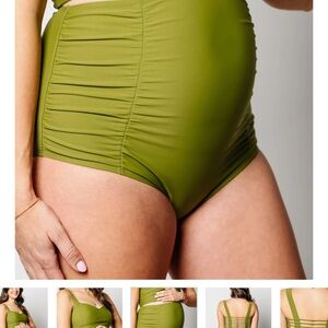 Kortni Jean Olive Green High Waist Bikini Bottoms